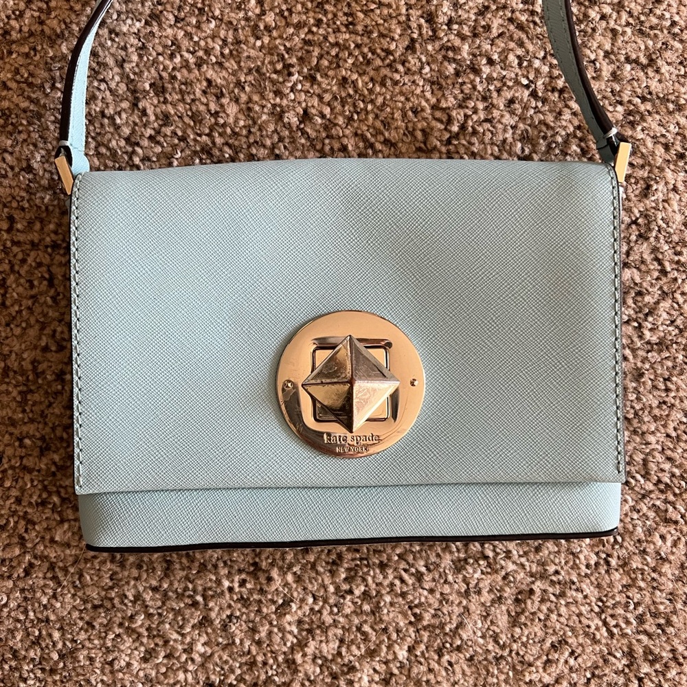 Kate Spade Sally Newbury Lane Mini Tiffany Blue Square Latch Crossbody - Picture 2 of 8